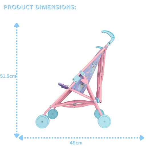 Bluey Buddy Buggy Stroller | Childrens Double Buddy Buggy Pram In Bluey Print | Double Toy Pram for Kids with Umbrella Fold, Lightweight & Portable Pushchair for Baby Dolls | Ages 2+