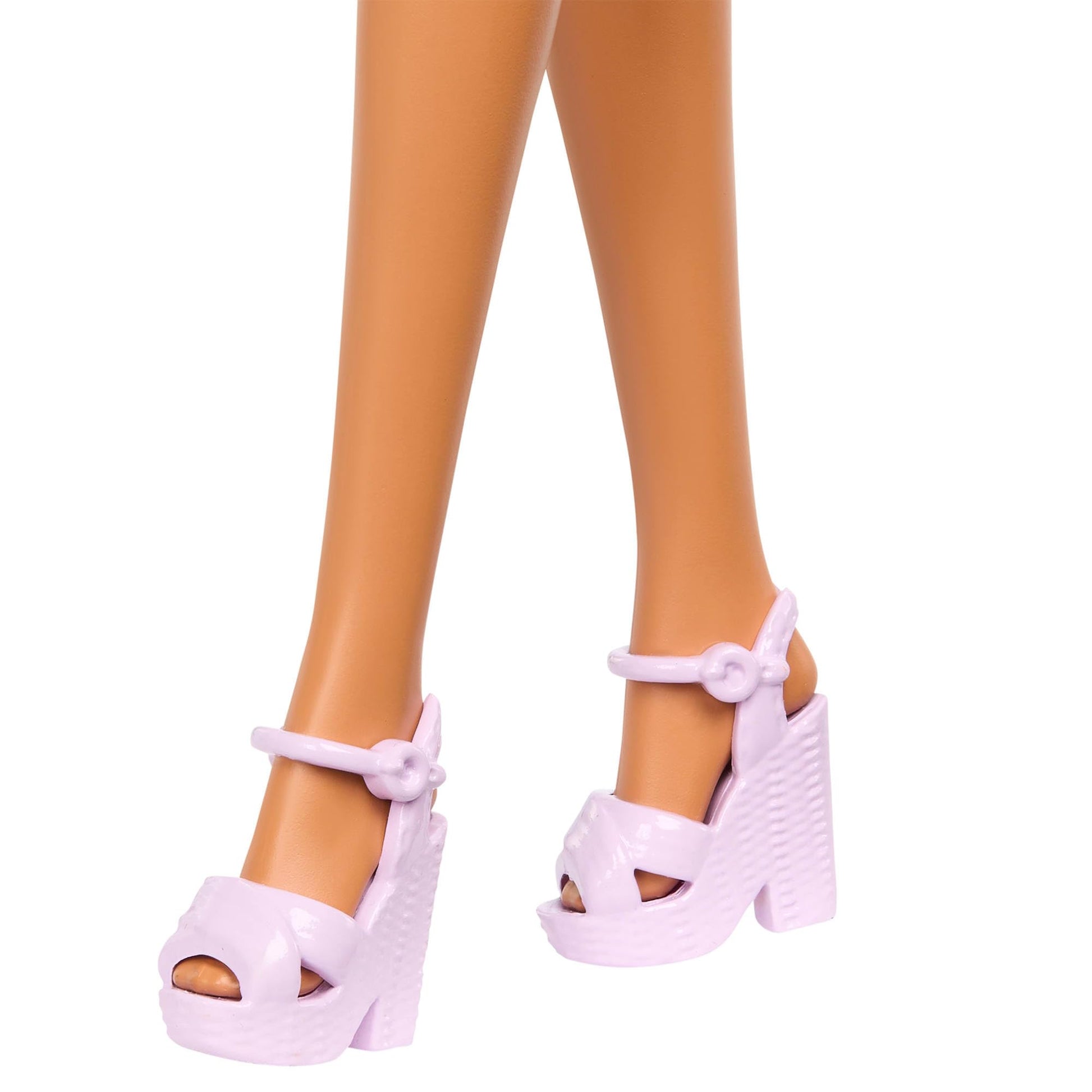 Barbie Fashionistas Doll #228 in pink top and ruffled skirt, holding a cane and wearing sunglasses.