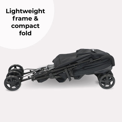 My Babiie MB01 Stroller - from Birth to 4 Years (22kg), Lightweight & Compact Umbrella Fold, Travel Buggy for Toddlers - Black