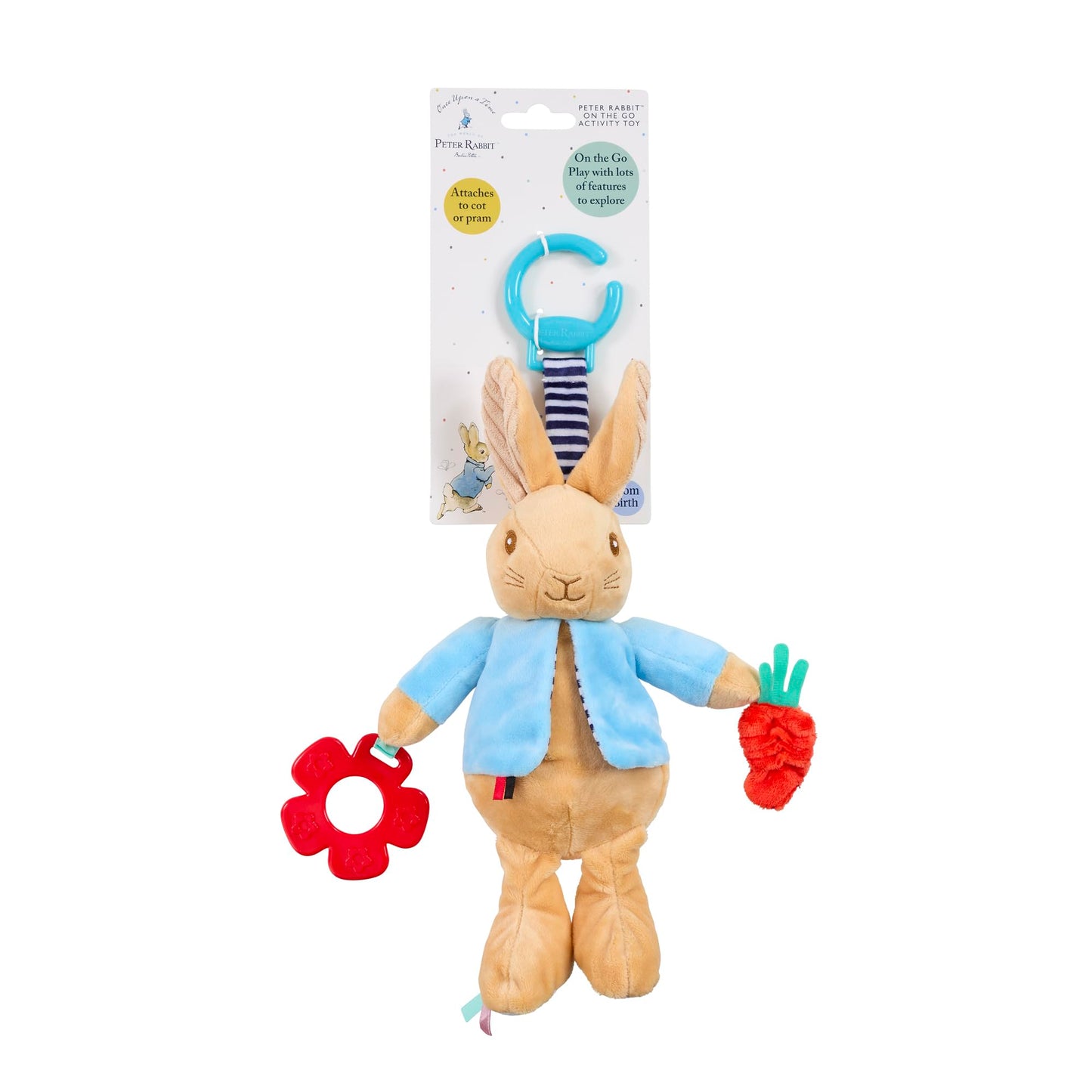 Rainbow Designs Peter Rabbit Activity Toy Pram Toy - Sensory Toy for Babies, Stimulates Senses & Encourages Early Developmental Play with Rattle, Squeak & Crinkle Sounds