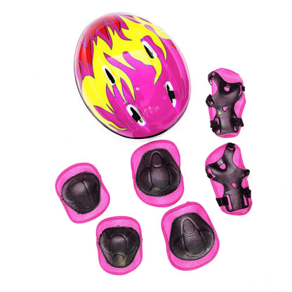 Kids Boys and Girls Protective Gear Set, Outdoor Sports Safety Equipment 7Pcs Child Helmet Knee &Elbow Pads Wrist Guards for Roller Scooter Skateboard (Pink)