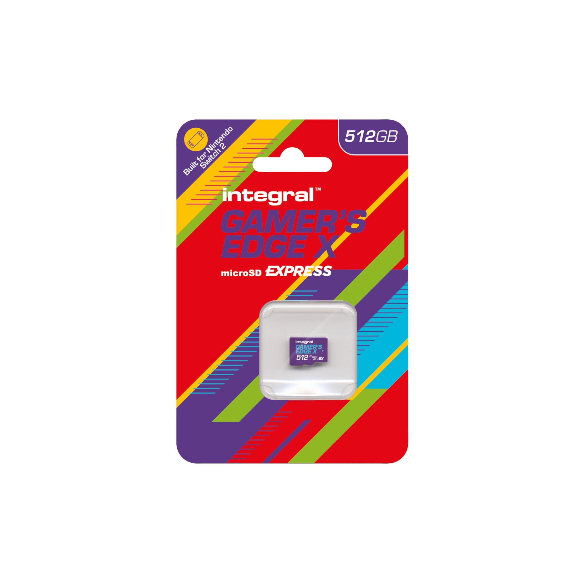 Integral 512GB Gamer's Edge X Micro SD Express Card for Nintendo Switch 2, high-speed storage with up to 890MB/s read.