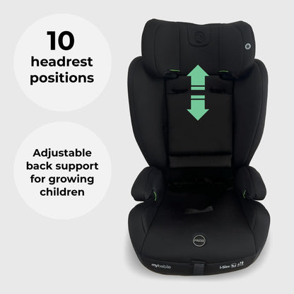 My Babiie MBCS75 Toddler to Booster R129 Child Car Seat - ISOFIX with Top Tether, Harness, 76-150cm (Approx. 9-36kg, 15 Months - 12 Years), i-Size, Group 1/2/3, Adjustable, Forward Facing - Black