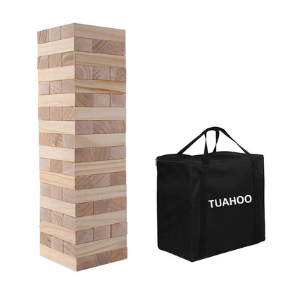 TUAHOO Outdoor Garden Games Tumble Tower (Stack 0.6 M up to 1.5 M), Large Tumbling Timber Wooden Blocks Stacking Game for Kids Adults Family Fun