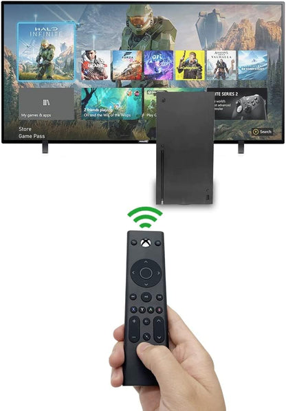 Plauduct media remote control for Xbox One, Xbox Series X|S, and Xbox One X|S consoles, featuring buttons for media playback and navigation.