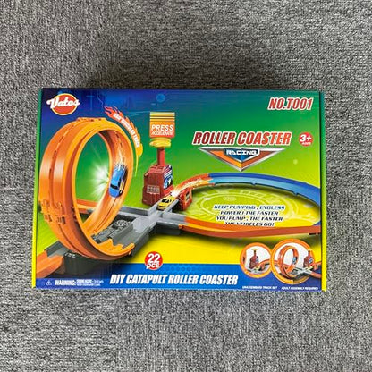 VATOS Slot Car Racing Track Set for 5-7 Years Boys - Manual Acceleration Kids Slot Machine Racing Track with 360 Degree Track,Diy Catapult Roller Coaster 3 4 5 6 7 8 9 10 Boys Girls