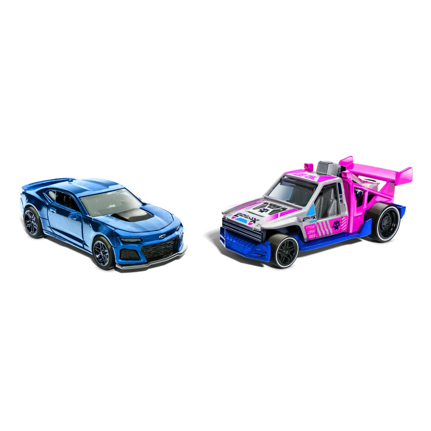 Hot Wheels Pull-Back Speeders set of 2 toy cars in 1:43 scale with opening features and assorted styles.