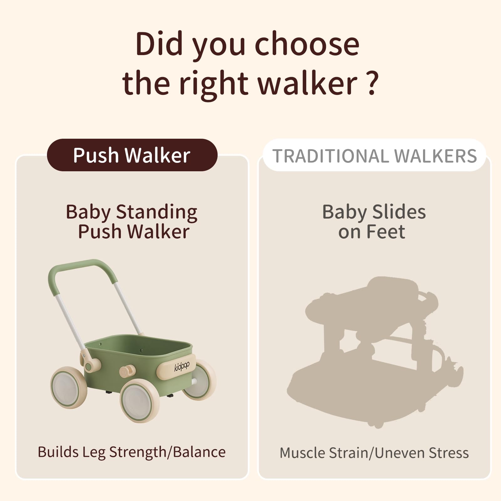 Kidpop PULA push and pull toddler walker wagon with wheels, purple baby walker for 7 months to 3 years, toddler balance toy