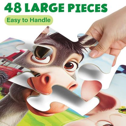 BenBen Large Floor Puzzles for Kids, 48 Pieces, Jigsaw Puzzle for Kids Age 3 Years Up, 90 x 60 cm, Educational Toys for Children, Gift for Boys and Girls, Farm Animals