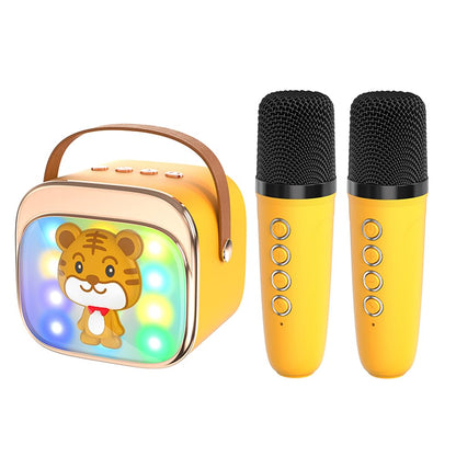 EPYRON karaoke machine for kids with Bluetooth speaker, two microphones, colorful design, perfect for children ages 3 and up.
