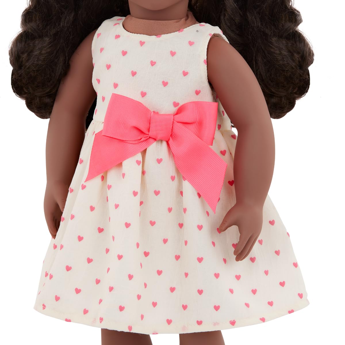 Our Generation 18-inch doll outfit featuring a deluxe jacket and dress combo with accessories in bright colors.