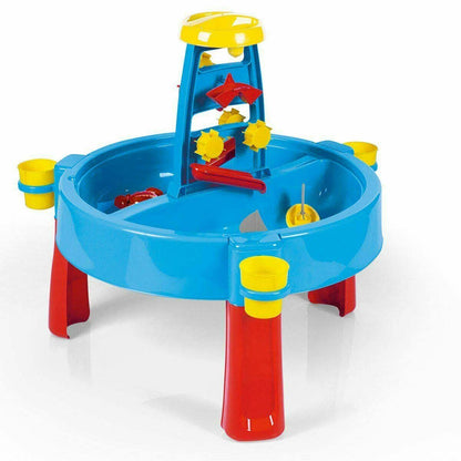 Dolu Kids 3-in-1 blue activity table with sand, water play pit, and drawing surface for children ages 2 to 8, 73cm tall.