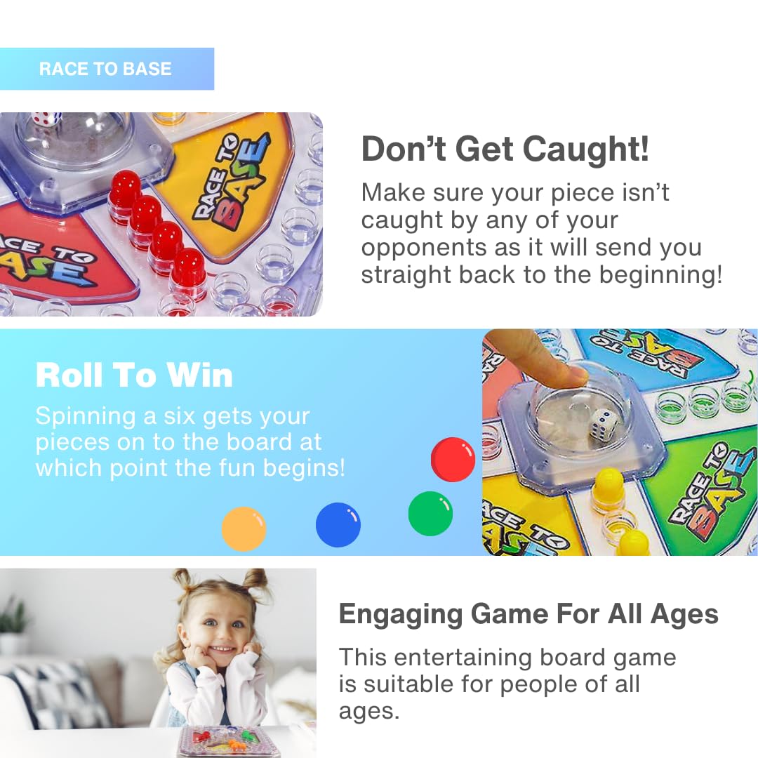 Navoys Race To Base - Fun Family Game for Kids and Adults, Race Back To Your Base Before You're Caught, Classic Board Games for 6, 7, 8+ Year Old Children