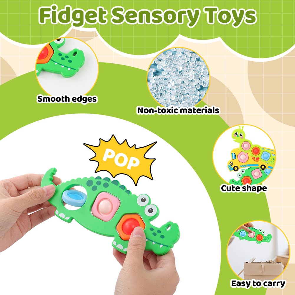 AYESY Fidget Popper Sensory Toys, 3pcs Pop Fidget Toys for Toddlers 12+ Month, Baby Montessori Toys for Stress Relief, Airplane Travel Activities, Autism Gift for Boys Girls