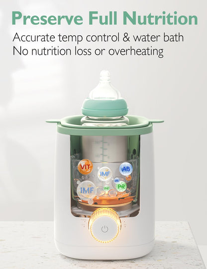 Momcozy Nutri Bottle Warmer, 9-in-1 Baby Bottle Warmer with Night Light, Accurate Temperature Control, receives nutrients in Breast Milk, for All Bottles with Breast Milk or Formula