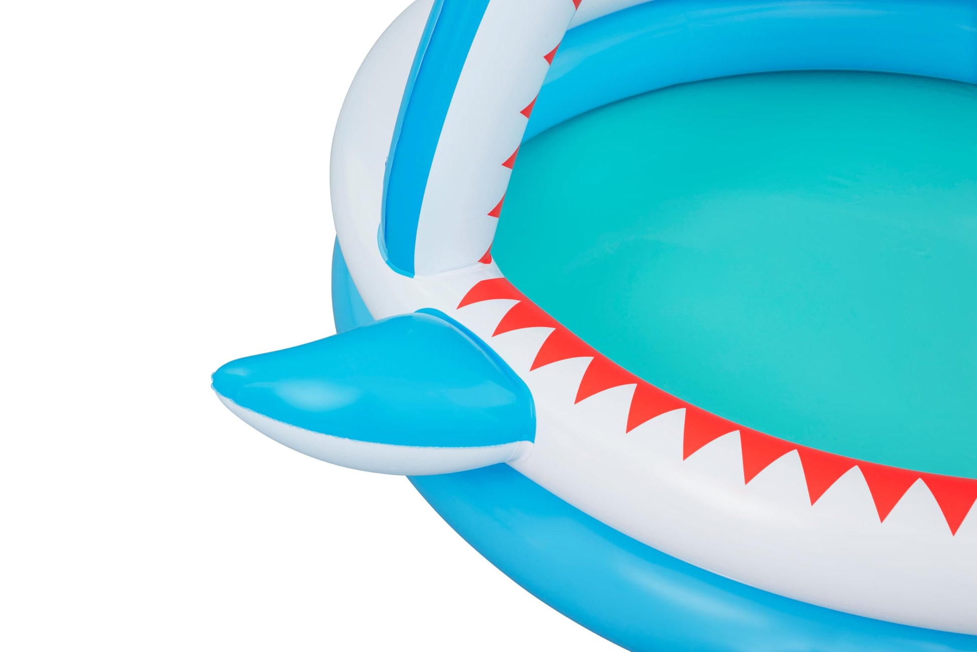 Bestway Shark Kids Inflatable Sprinker Play Pool, 1.63m x 1.27m, featuring colorful shark design and water spray.