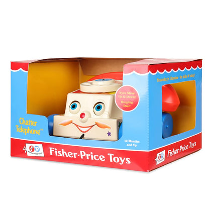 Basic Fun Fisher Price Classics Chatter Telephone Toy | Pull Along Retro Toddler Phone with Moving Eyes and Dial | Gift for Babies and Toddlers Aged 12 +