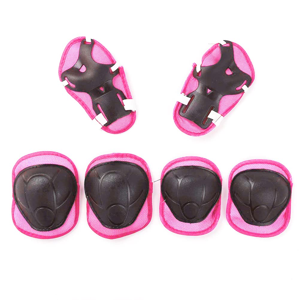 Kids Boys and Girls Protective Gear Set, Outdoor Sports Safety Equipment 7Pcs Child Helmet Knee &Elbow Pads Wrist Guards for Roller Scooter Skateboard (Pink)