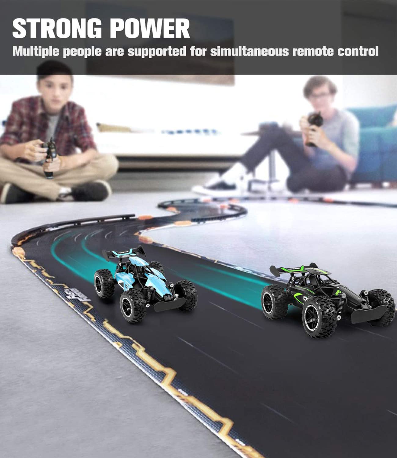 SZJJX Remote Control Cars – 2.4GHz High-Speed RC Car for Kids, 15KM/H+ 2WD Off-Road Remote Controlled Car with 2 Rechargeable Batteries, Electric Remote Control Truck Toy for Boys & Girls Gifts (Blue)