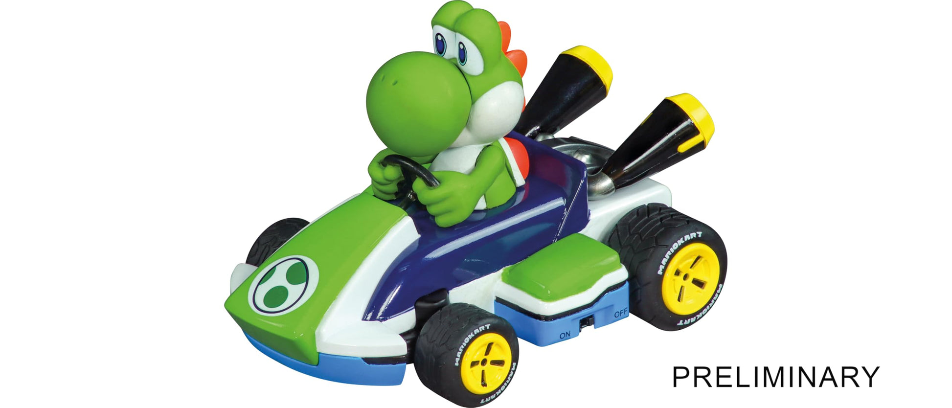 Carrera RC Mario Kart Yoshi race kart in 1:32 scale with 2.4GHz control, measuring 12cm, suitable for ages 6 and up.