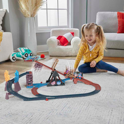 Thomas & Friends Motorized Toy Train Set Crystal Caves Adventure with Thomas, Tipping Bridge & 8 Ft of Track for Preschool Kids Ages 3+ Years, HMC28
