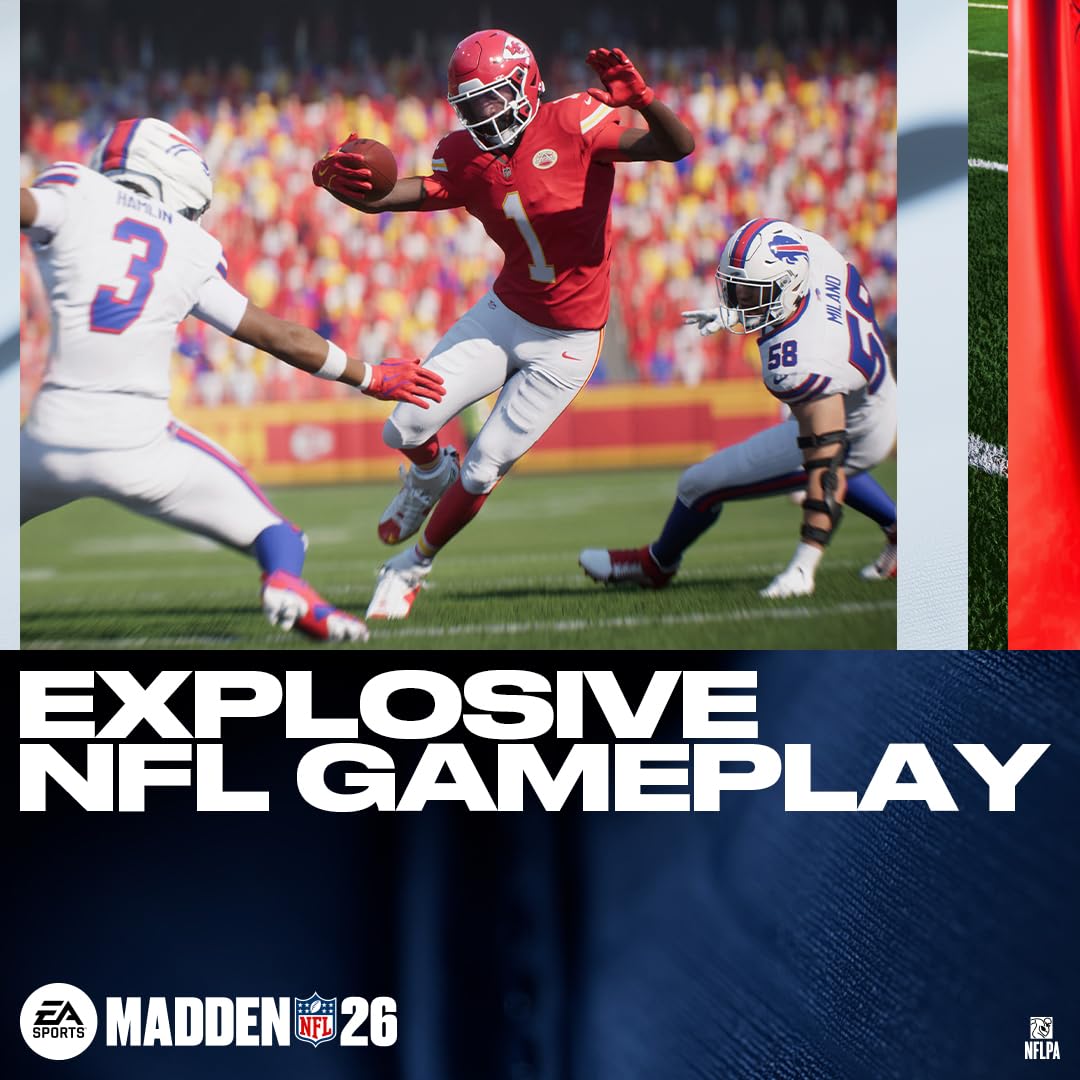EA Sports Madden NFL 26 Standard Edition Switch game cartridge by Electronic Arts, showing the game case and cartridge.