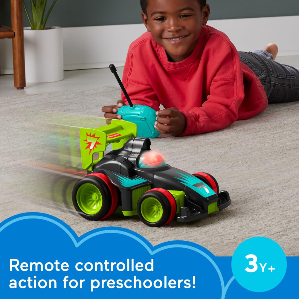 Fisher-Price Preschool Toy Remote Controlled Car My Easy RC with 2 Speeds for Kids Ages 3+ Years, HYH28