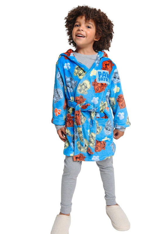 Paw Patrol Boys Dressing Gown – Cosy Fleece Robe Featuring Chase, Marshall & Rubble – Blue Character Nightwear | 100% Recycled Polyester | Toddler Boys (Ages 1–5)