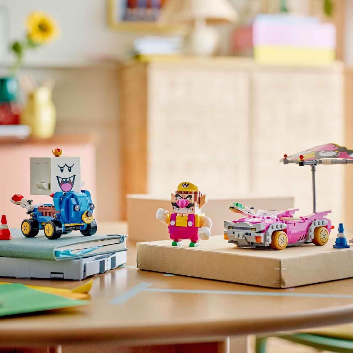 LEGO Super Mario Wario & King Boo interactive toy set with 2 cars and figures for play and display, ages 8 and up.