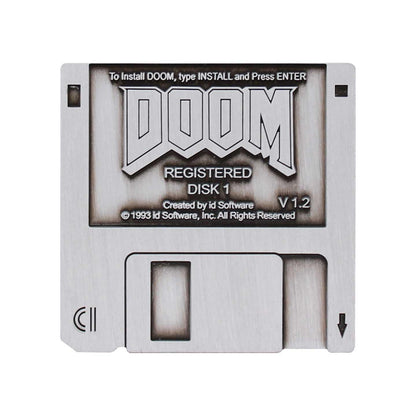 FaNaTtik DOOM floppy disk limited edition pin badge, collectible metal gaming merchandise for fans and collectors.