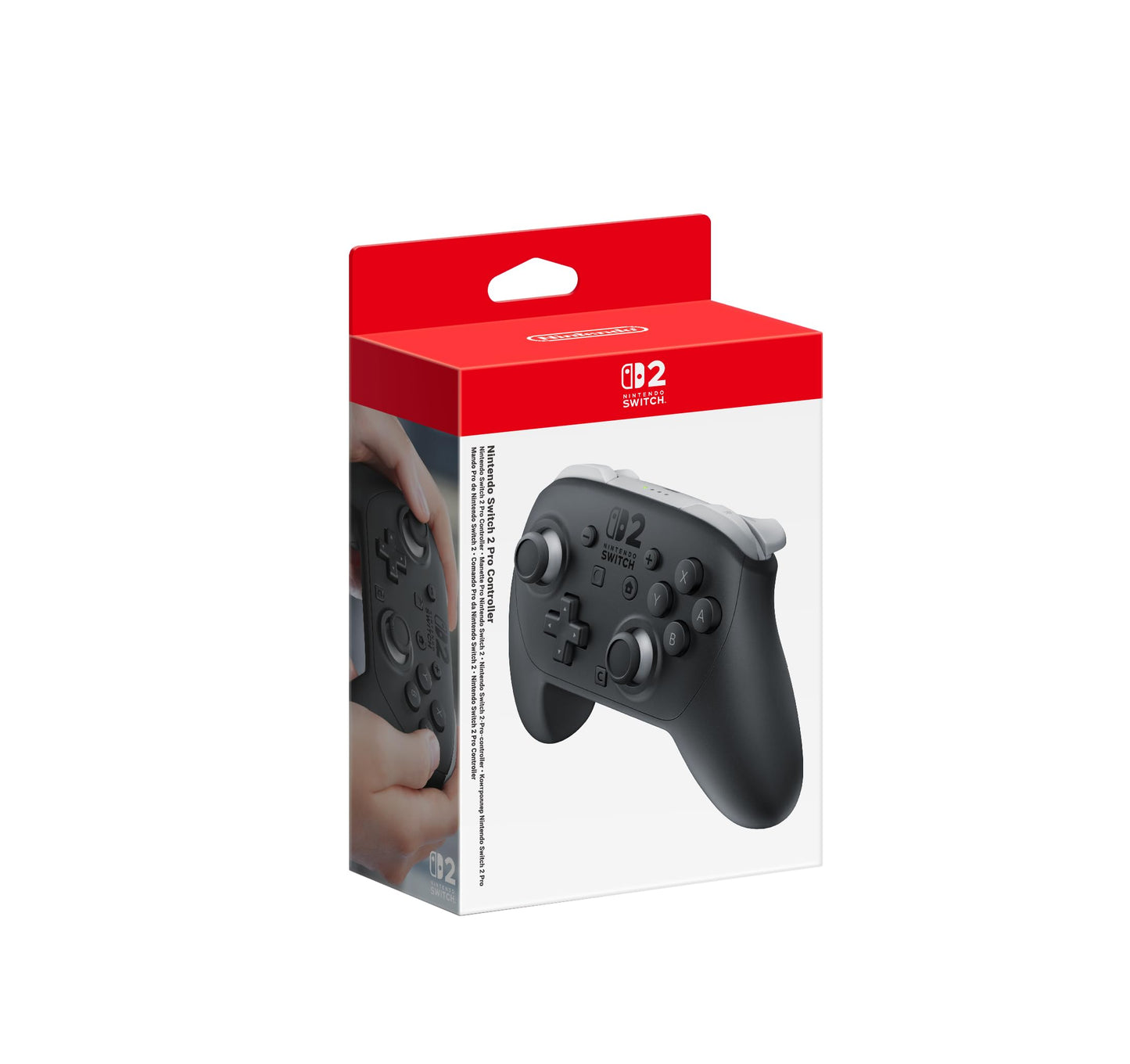 Nintendo Switch 2 Pro Controller by Nintendo, featuring ergonomic design and button layout, shown in black with thumbsticks and triggers.
