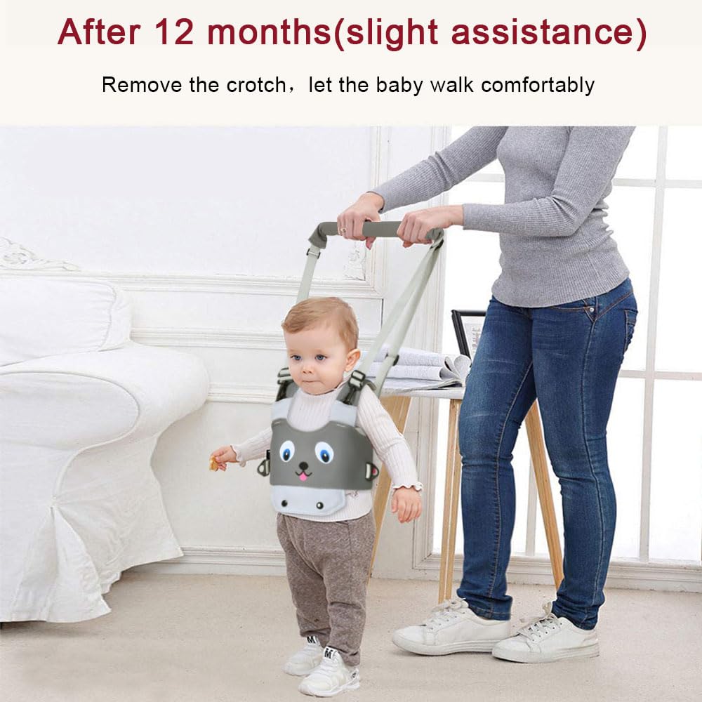 Vicloon Baby Walking Harness, Safe Walking Belt, Hand-Held Baby Walker, Removable, Adjustable Walking Harness, Breathable Handheld Baby Walker Toddler Walking Assistant - Grey Puppy