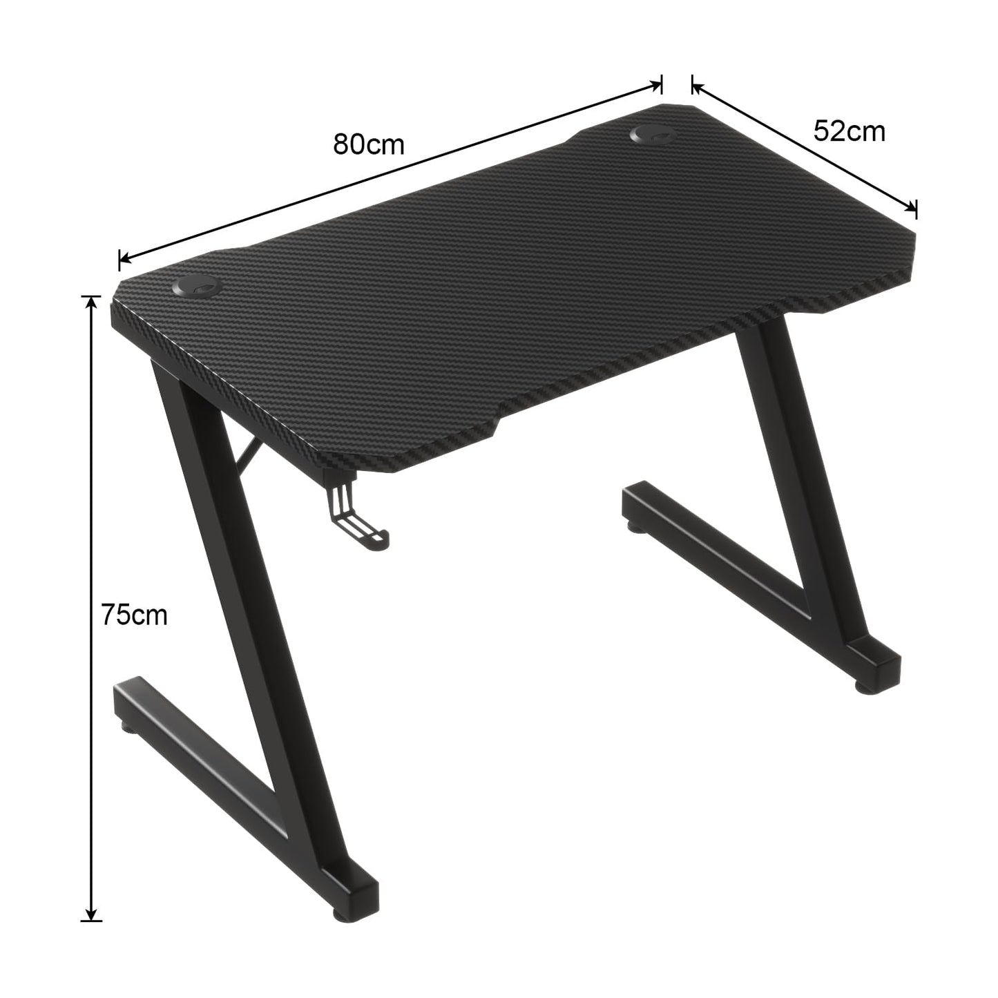 Homall Gaming Desk 80 x 52 cm PC Computer Desk Z Shaped Computer Table PC Gaming Table Gamer Desk for Home Office, Desk with Headphone Hook, Black