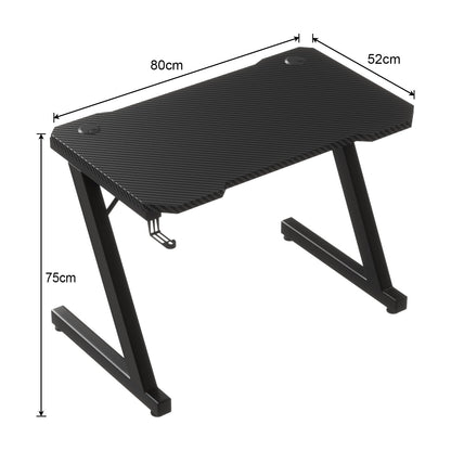 Homall Gaming Desk 80 x 52 cm PC Computer Desk Z Shaped Computer Table PC Gaming Table Gamer Desk for Home Office, Desk with Headphone Hook, Black