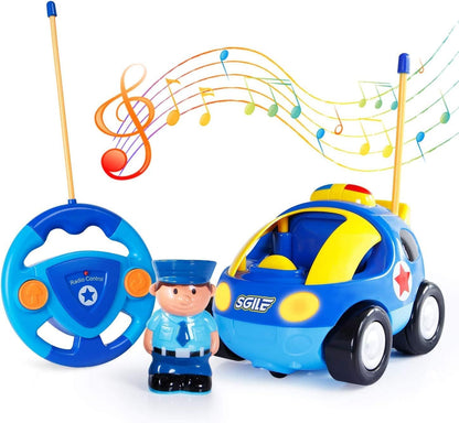 SGILE Remote Control Car for Toddlers with Sound and Light, RC Police Car Toys Birthday Gift Present for 18 Month+ Year Old Boys Girls, Blue