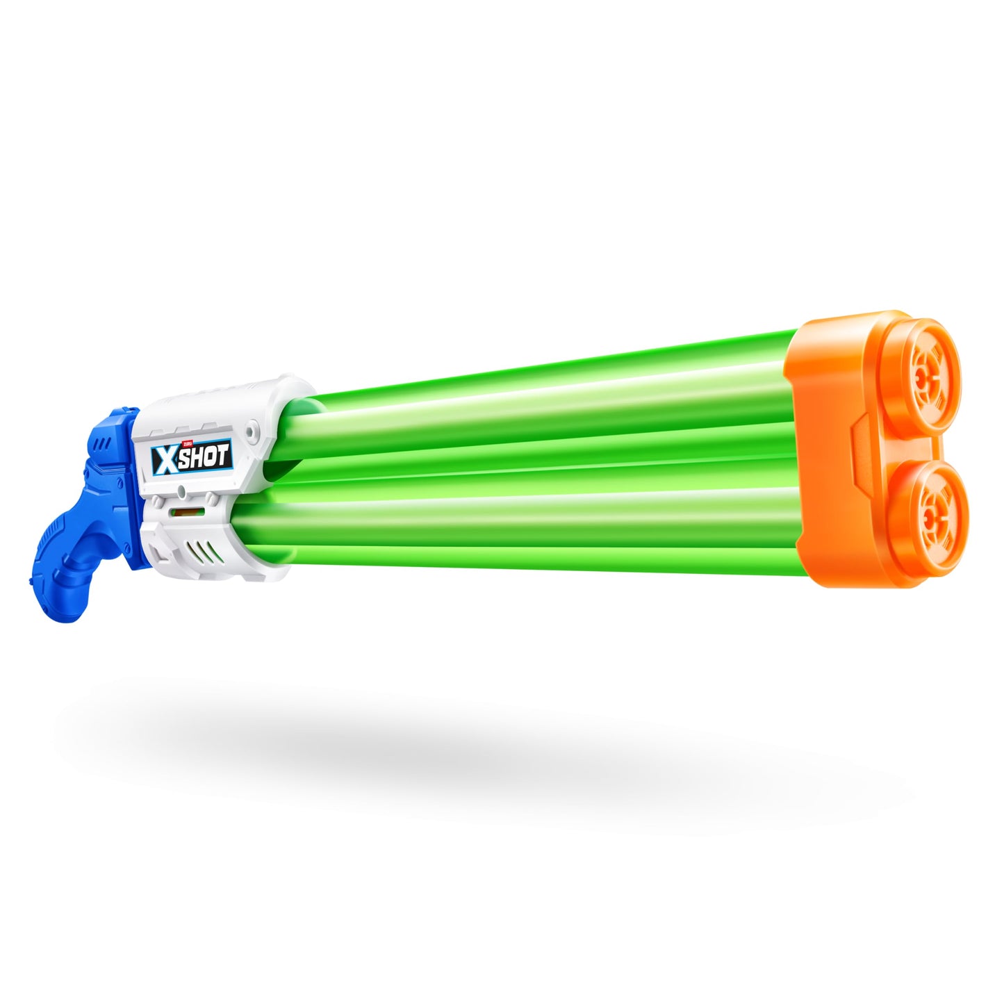 XSHOT large dual stream water blaster by ZURU, a big colorful water toy for children, teens, and adults, with dual water streams.