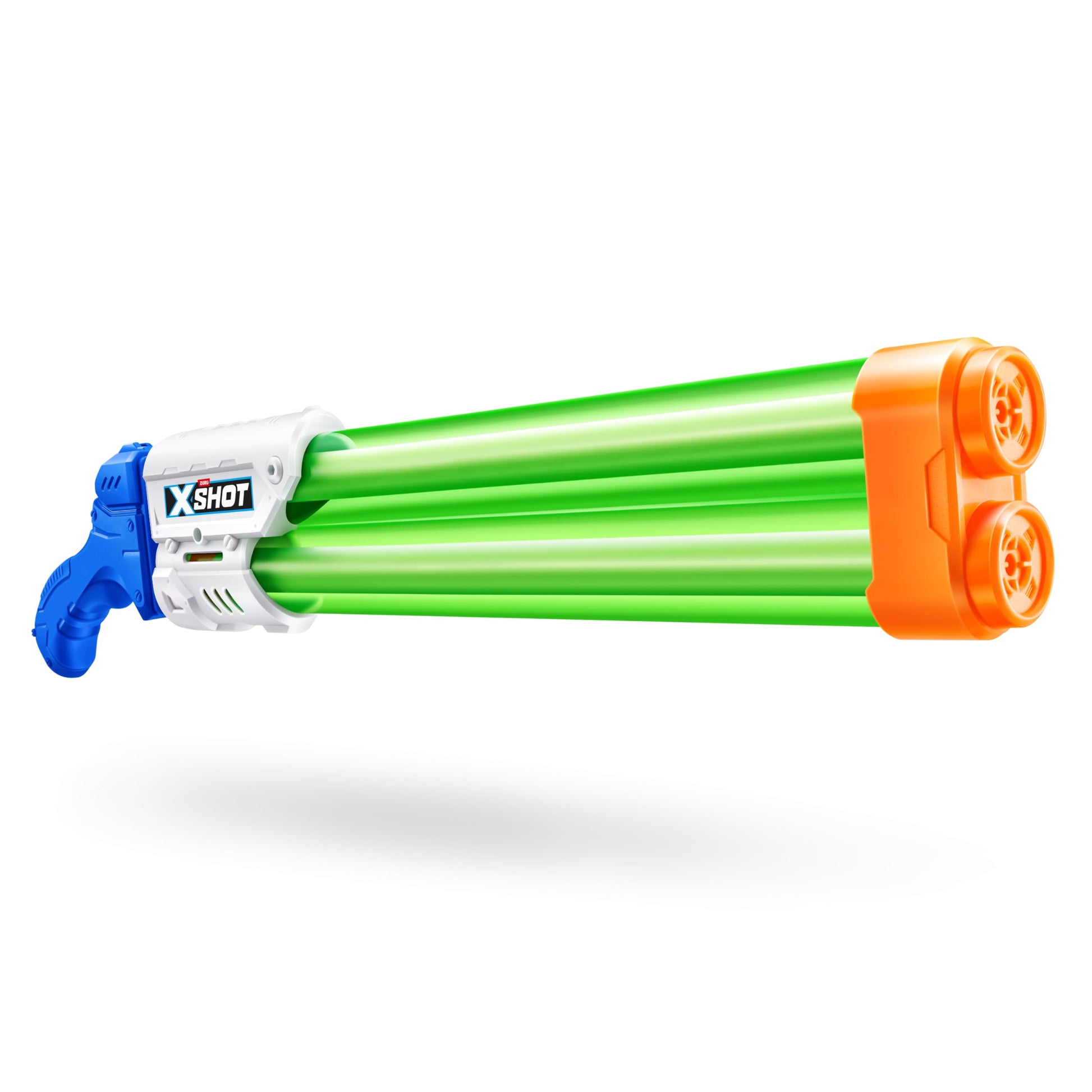 XSHOT large dual stream water blaster by ZURU, a big colorful water toy for children, teens, and adults, with dual water streams.