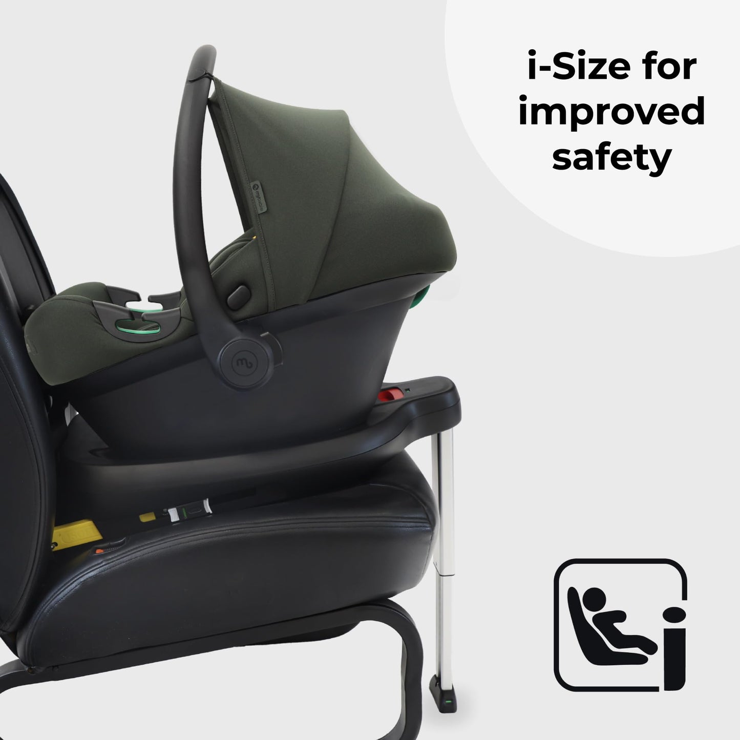 My Babiie MBCS02 i-Size Baby Car Seat - 40-87cm (Birth to 15 Months Approx.), R129, Group 0+, Lightweight Infant Carrier, Large Canopy, Newborn Insert, Adjustable Headrest - Forest Green