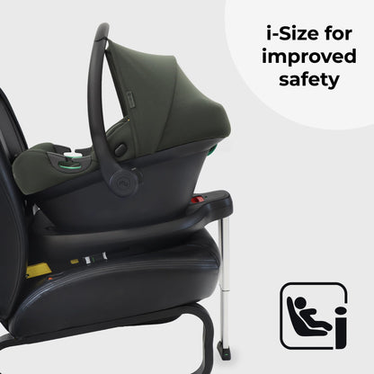 My Babiie MBCS02 i-Size Baby Car Seat - 40-87cm (Birth to 15 Months Approx.), R129, Group 0+, Lightweight Infant Carrier, Large Canopy, Newborn Insert, Adjustable Headrest - Forest Green