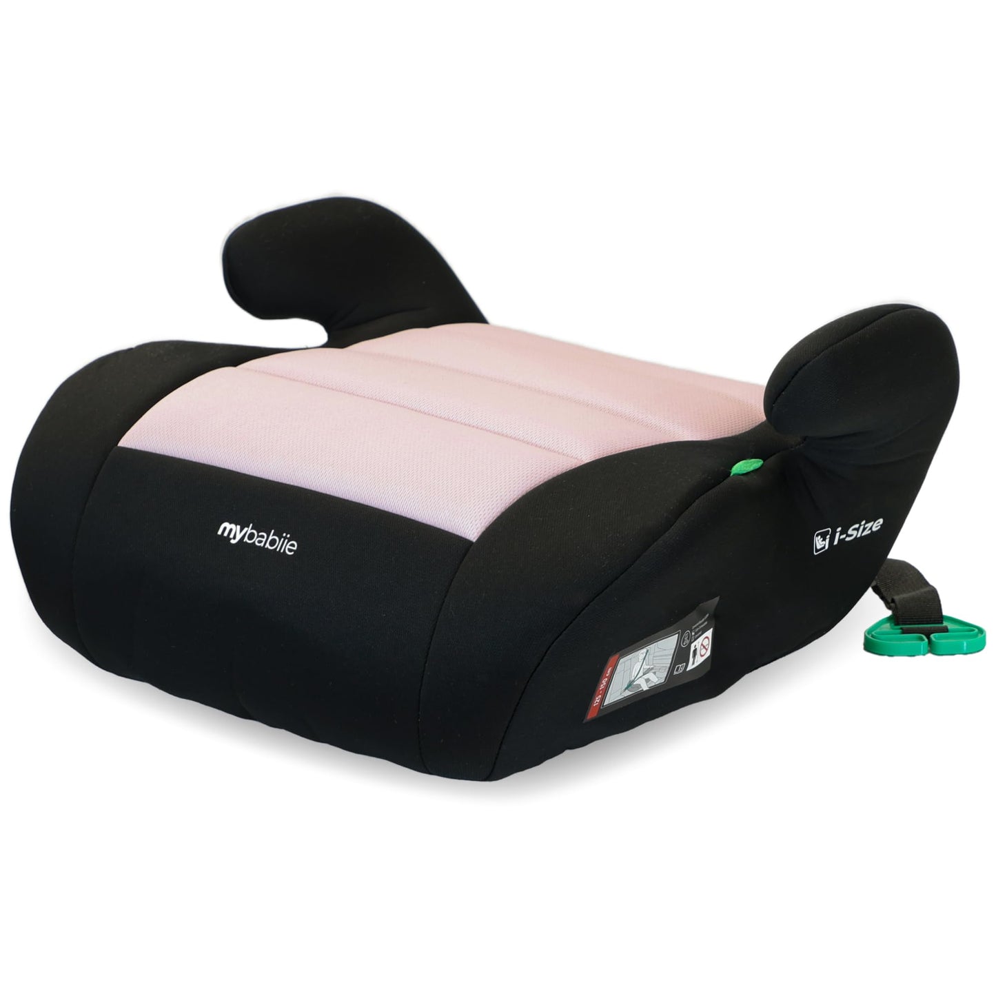 My Babiie Booster Lite R129 Car Seat - Lightweight at 1kg, Approx. 6-12 Years (125-150cm, 22-36kg), i-Size Backless Child Car Seat, Group 3, Compact, Portable, Ideal for Travel - Pink & Black