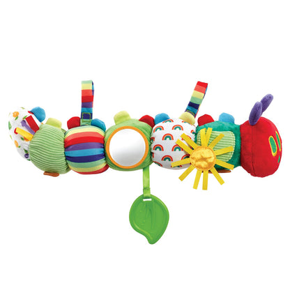 Rainbow Designs Very Hungry Caterpillar Sensory Baby Toy - Soft Activity Toy with Crinkle Sounds, Rattle, Mirror & Teether - Learning Activity Toy for Toddlers- Buggy & Cot Attachable