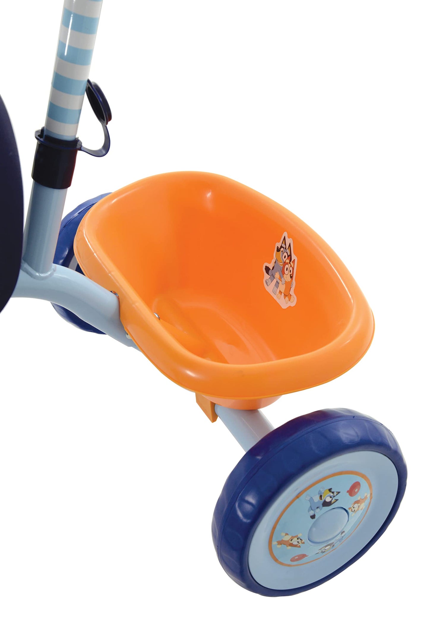 Bluey First Ride On Trike - Licensed Kids' Ride On Toy with Adjustable Handle, Easy-Switch Pedal Clutch, Puncture-Proof Tyres, Steel Frame, Front Mudguard, Rear Storage Suitable age 2 years +