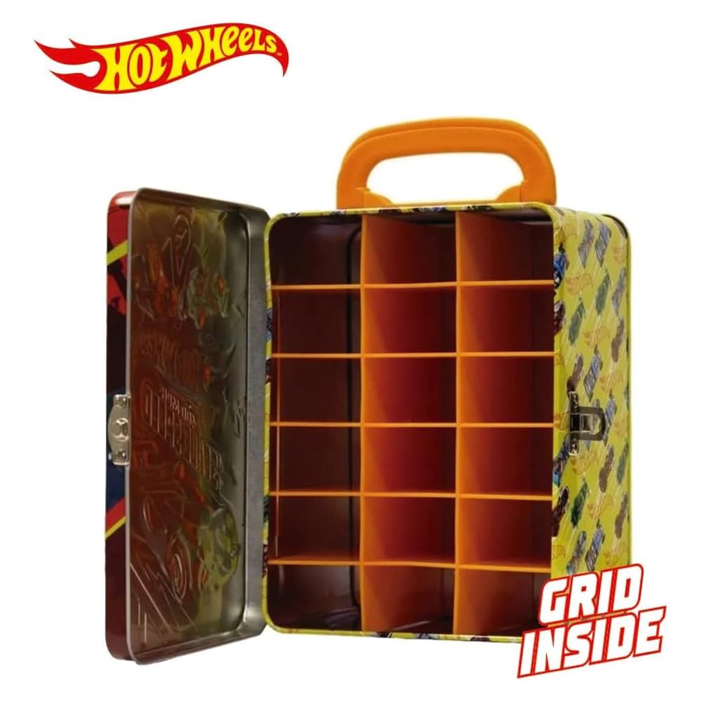 Hot Wheels 1:64 Scale cars Metal Car Carry Case I 18 Toy Car Storage & Organiser I Gift for Collectors & Kids Ages 3 Years Old & Up I 3D lid design I (Cars not included)