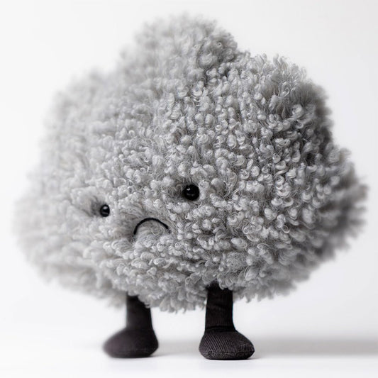 Jellycat Amuseables Storm Cloud plush toy with a smiling face and soft, fluffy texture, perfect for cuddling.