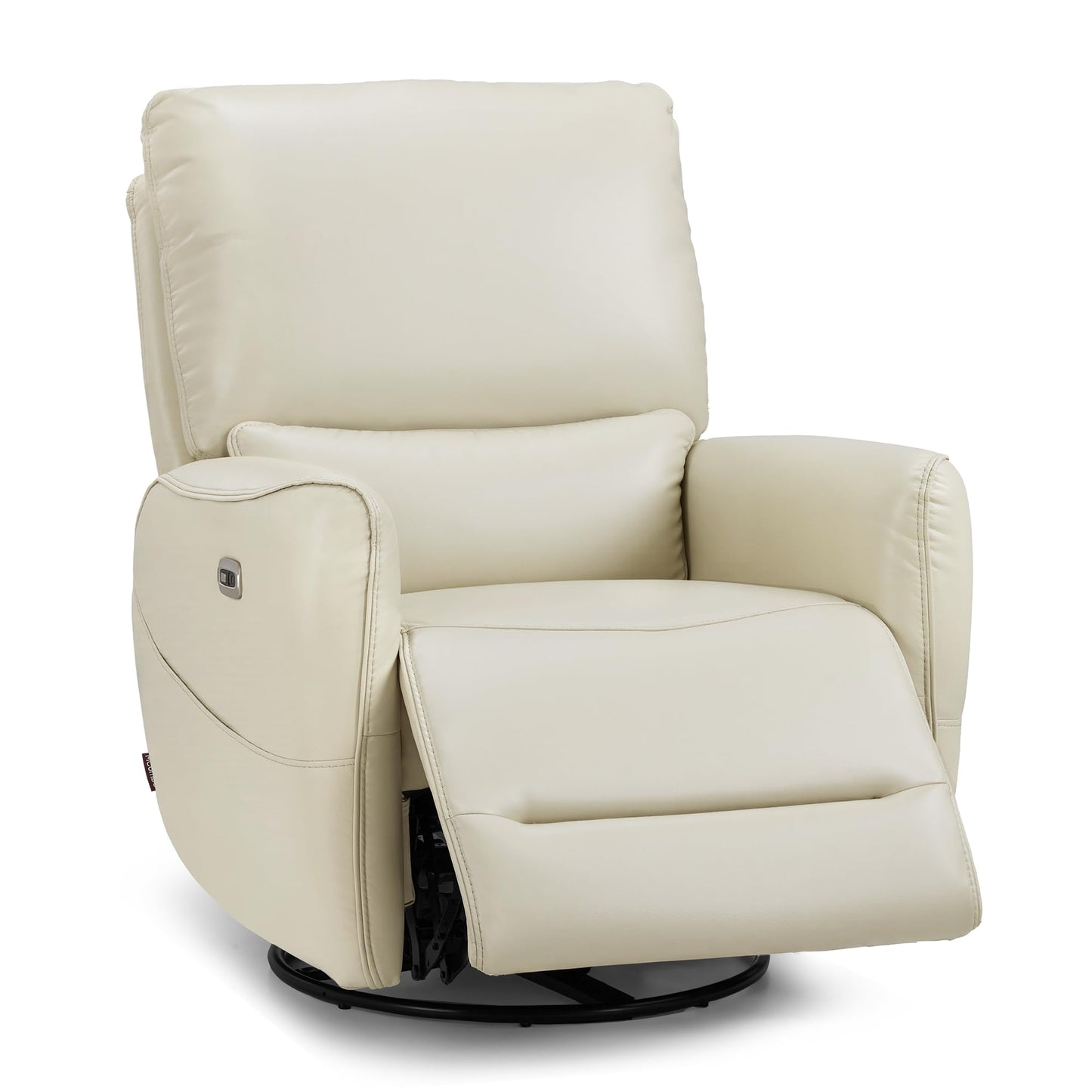MCombo Electric Recliner Armchair, Swivel, Rocking, Reclining Chair with Lumbar Support, Nursing Chair Glider Recliner for Small Space, Living Room, Faux Leather 6922 (Cream White)
