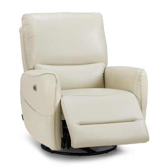 MCombo Electric Recliner Armchair, Swivel, Rocking, Reclining Chair with Lumbar Support, Nursing Chair Glider Recliner for Small Space, Living Room, Faux Leather 6922 (Cream White)