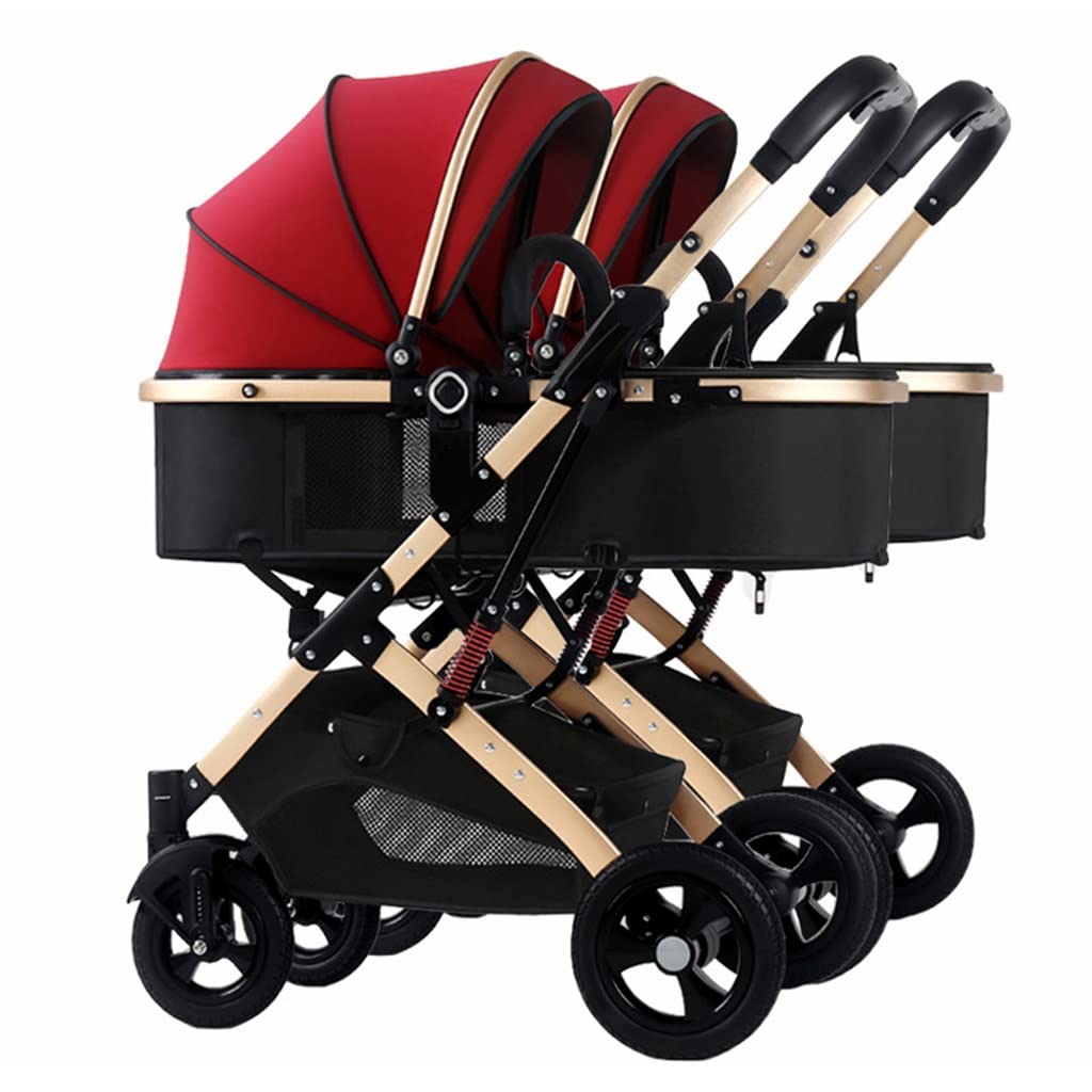 Double Baby Newborn Stroller - Twins Stroller for Infant and Toddler - Detachable Carriage with Mosquito Net - Gray A Color - Portable Folding Pram Trolley - Pack of 1 - Lightweight and Convenient