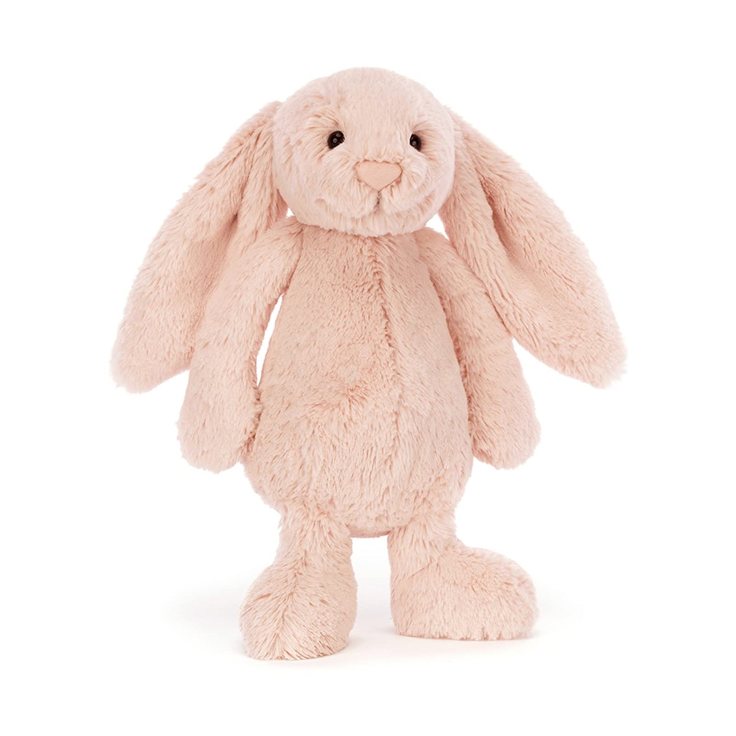 Bashful Blush Bunny plush toy by Jellycat, featuring soft fur and floppy ears, sitting with a gentle expression.