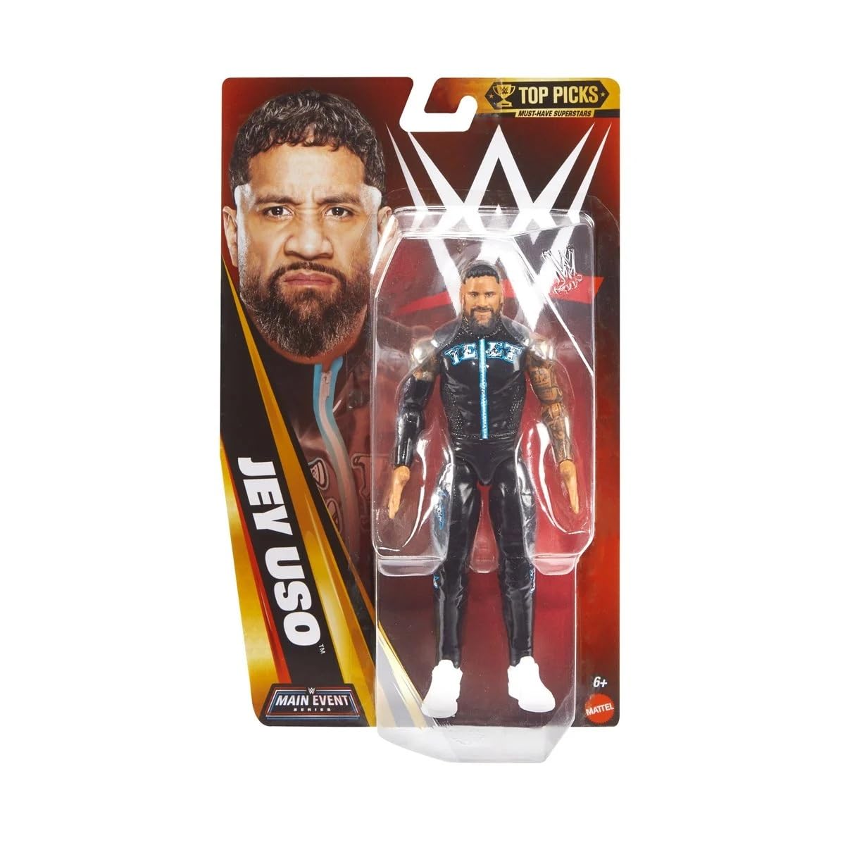 WWE Jey Uso Yeet Attire Mattel Main Event Basic Series Top Picks 2025 Wrestling Action Figure Toy