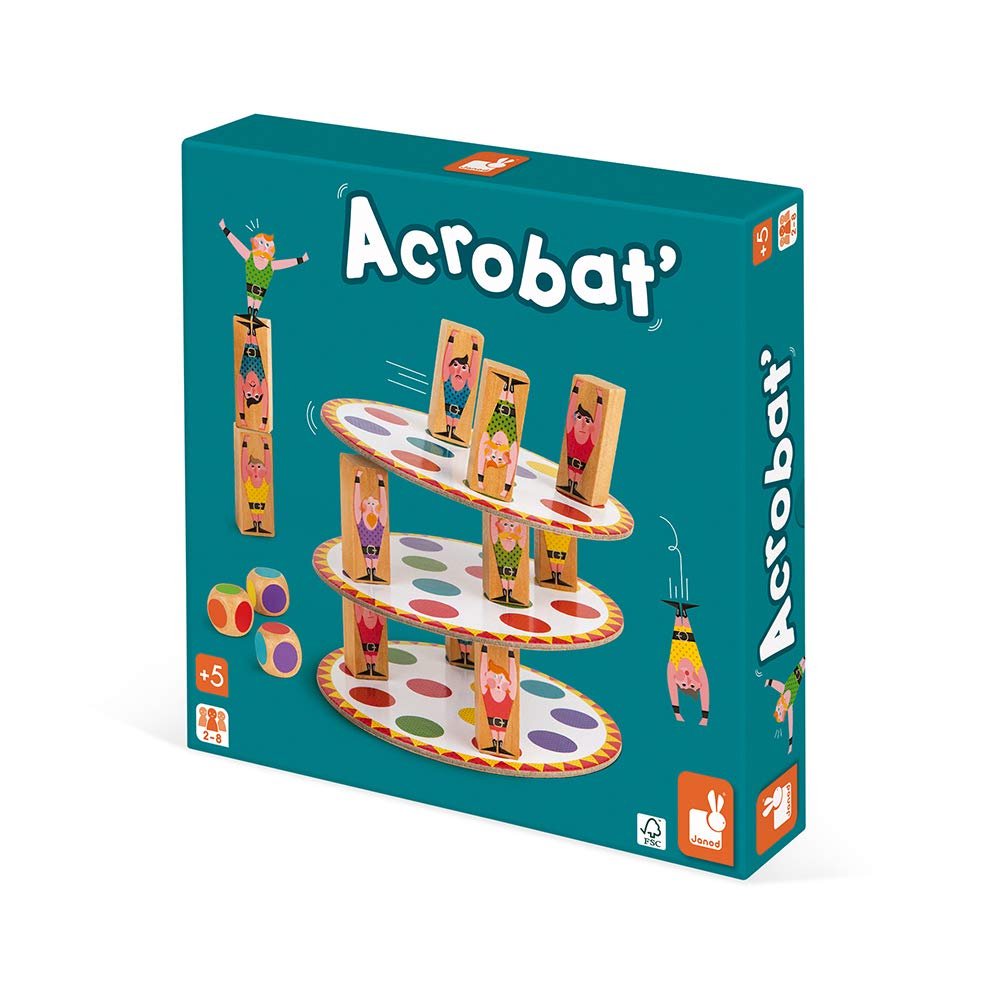 Janod - Acrobat' - Skill and Strategy Game - Children's Board Games - Concentration and Fine Motor Skills - 2 Players and Up - from 5 Years Old, J02757